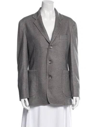 Pre-owned Hadleigh's Cashmere Houndstooth Print Jacket In Gray