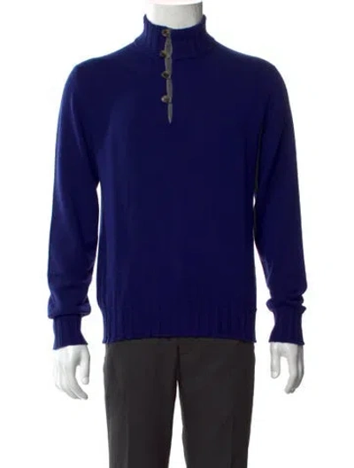 Pre-owned Hadleigh's Cashmere Long Sleeve Dress Shirt In Blue