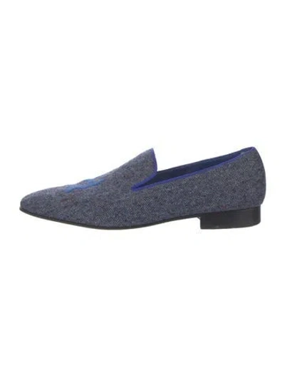 Pre-owned Hadleigh's Embroidered Accent Loafers In Blue