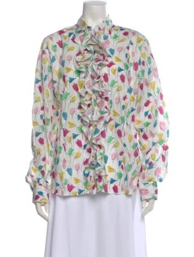 Pre-owned Hadleigh's Floral Print Long Sleeve Blouse In Multi
