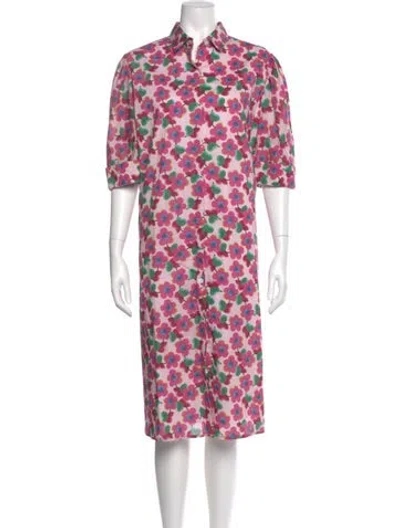 Pre-owned Hadleigh's Floral Print Midi Length Dress In Pink