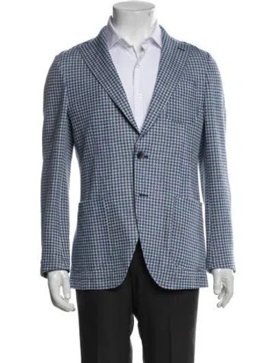Pre-owned Hadleigh's Houndstooth Print Blazer In Blue