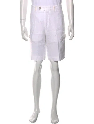 Pre-owned Hadleigh's Linen Cargo Shorts In White