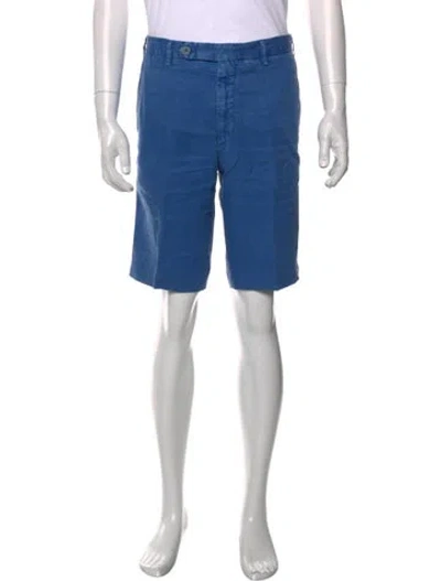Pre-owned Hadleigh's Linen Flat Front Shorts In Blue