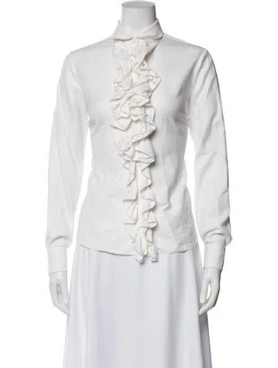 Pre-owned Hadleigh's Long Sleeve Blouse In White