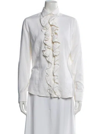 Pre-owned Hadleigh's Long Sleeve Blouse In White