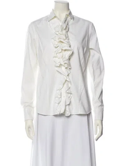 Pre-owned Hadleigh's Long Sleeve Button-up Top In White