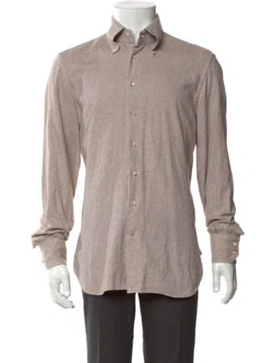 Pre-owned Hadleigh's Plaid Print Long Sleeve Shirt In Neutral