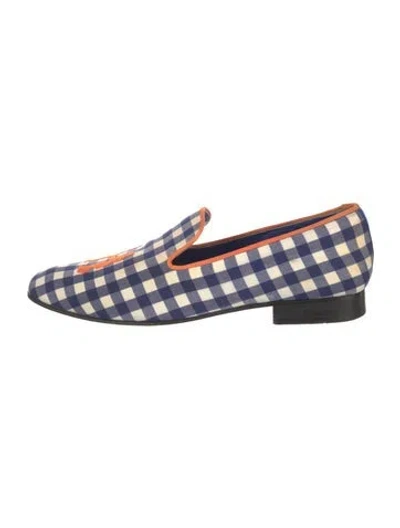 Pre-owned Hadleigh's Plaid Print Monk Straps In Blue