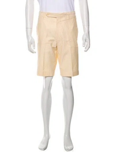Pre-owned Hadleigh's Striped Flat Front Shorts In Neutral
