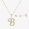 Hadley & Row Initial Womens Cubic Zirconia 14k Gold Over Brass 2-pc. Jewelry Set In Gold