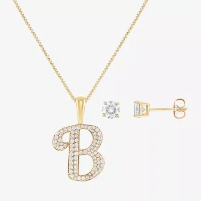 Hadley & Row Initial Womens Cubic Zirconia 14k Gold Over Brass 2-pc. Jewelry Set
