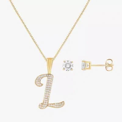 Hadley & Row Initial Womens Cubic Zirconia 14k Gold Over Brass 2-pc. Jewelry Set