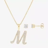 Hadley & Row Initial Womens Cubic Zirconia 14k Gold Over Brass 2-pc. Jewelry Set In Gold
