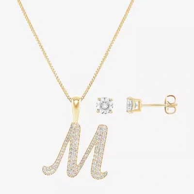Hadley & Row Initial Womens Cubic Zirconia 14k Gold Over Brass 2-pc. Jewelry Set
