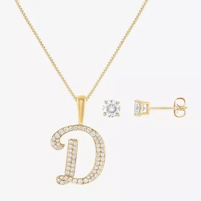 Hadley & Row Initial Womens Cubic Zirconia 14k Gold Over Brass 2-pc. Jewelry Set