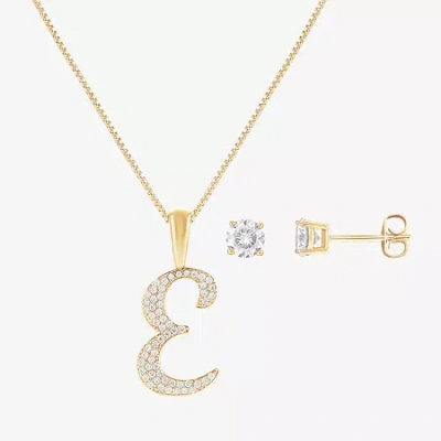 Hadley & Row Initial Womens Cubic Zirconia 14k Gold Over Brass 2-pc. Jewelry Set