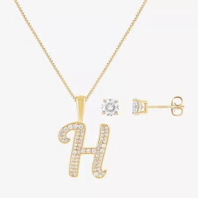 Hadley & Row Initial Womens Cubic Zirconia 14k Gold Over Brass 2-pc. Jewelry Set