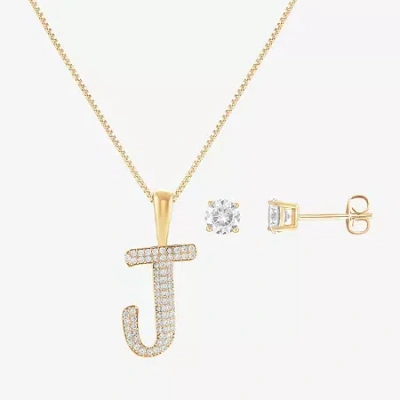 Hadley & Row Initial Womens Cubic Zirconia 14k Gold Over Brass 2-pc. Jewelry Set