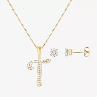 Hadley & Row Initial Womens Cubic Zirconia 14k Gold Over Brass 2-pc. Jewelry Set