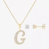 Hadley & Row Initial Womens Cubic Zirconia 14k Gold Over Brass 2-pc. Jewelry Set In Gold
