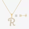 Hadley & Row Initial Womens Cubic Zirconia 14k Gold Over Brass 2-pc. Jewelry Set In Gold