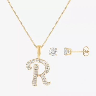 Hadley & Row Initial Womens Cubic Zirconia 14k Gold Over Brass 2-pc. Jewelry Set