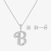 Hadley & Row Initial Womens Cubic Zirconia Pure Silver Over Brass 2-pc. Jewelry Set In Silver