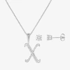 Hadley & Row Initial Womens Cubic Zirconia Pure Silver Over Brass 2-pc. Jewelry Set In Metallic