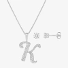 Hadley & Row Initial Womens Cubic Zirconia Pure Silver Over Brass 2-pc. Jewelry Set In Silver