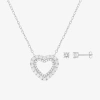 Hadley & Row Womens Cubic Zirconia Pure Silver Over Brass Heart 2-pc. Jewelry Set In Silver