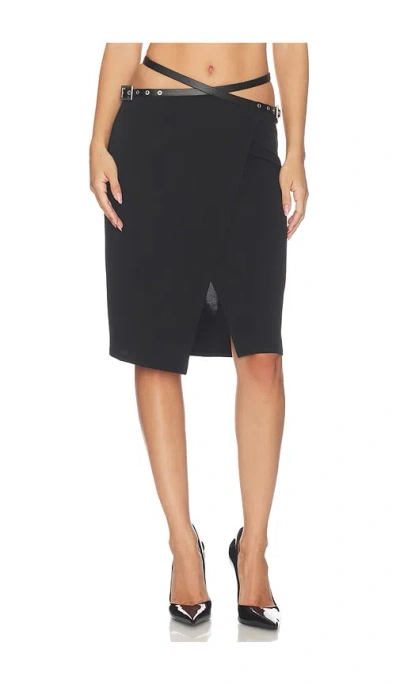 Haelo Belted Wrap Skirt In Black