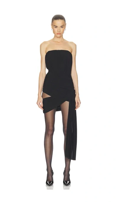 Haelo Corseted Drape Dress In Black