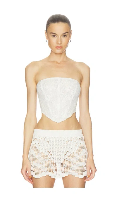 Haelo Feather Lace Corset In White