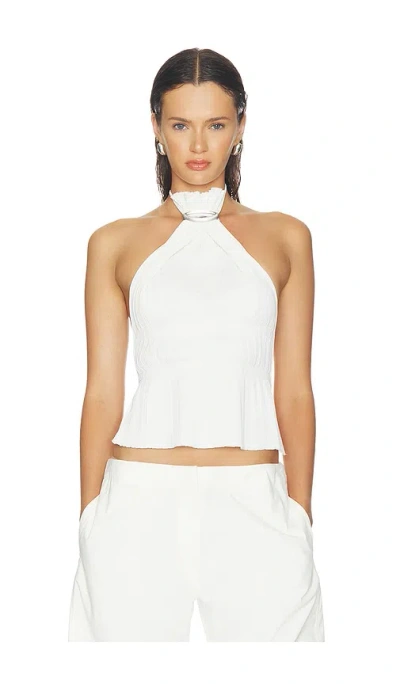 Haelo Halo Pleat Halter Top トップ In White