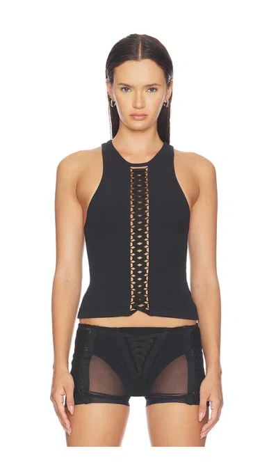 Haelo Lace Up Tank Top トップ In Black
