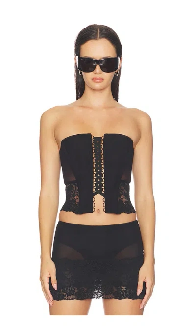 Haelo Layered Lace Corset Top トップ In Black
