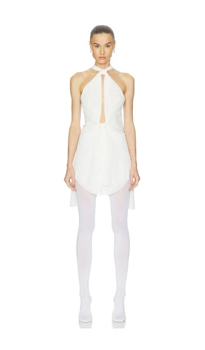 Haelo Pleated Drape Dress In White