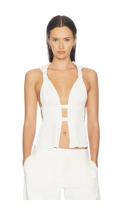 Haelo Pleated Panel Top トップ In White
