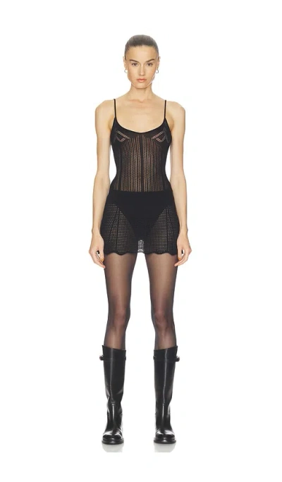 Haelo Pointelle Mini Dress In Black