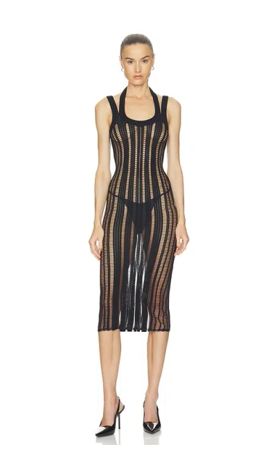 Haelo Veiled Midi Dress In Black