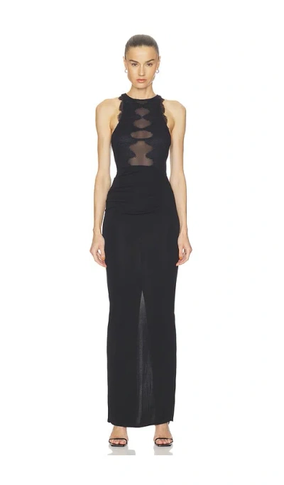 Haelo Wave Lace Evening Dress In Black