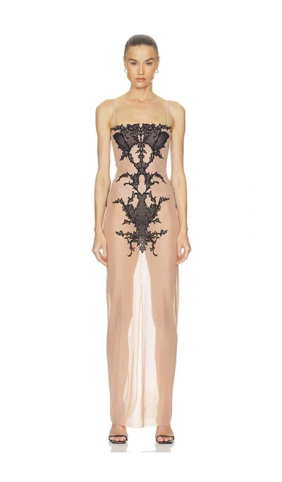 Haelo Wing Lace Corset Dress In Blush