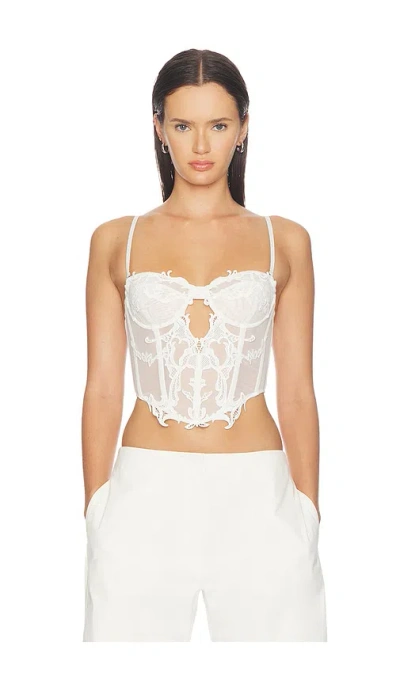 Haelo Wing Lace Crop Corset トップ In White