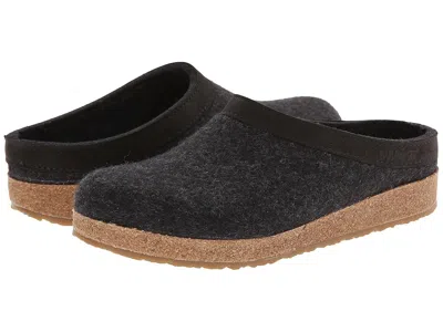 Haflinger Gzl Leather Trim Grizzly Clog Shoes Charcoal : Eu 48 (us In Gray