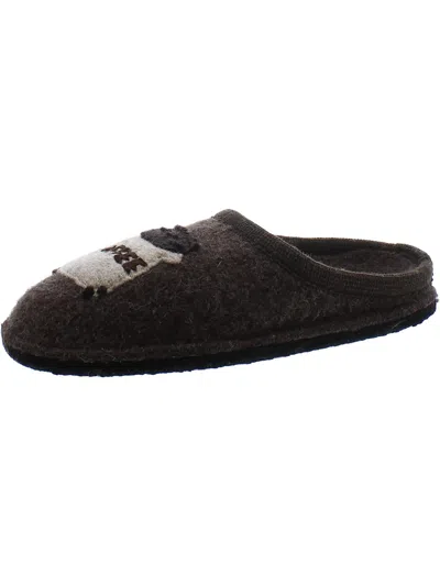 Haflinger Mens Wool Slip-on Slide Slippers In Brown