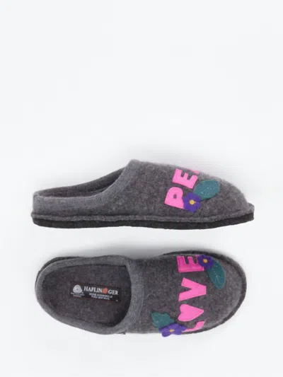 Haflinger Unisex Love & Peace Boiled Wool Slipper In Gray