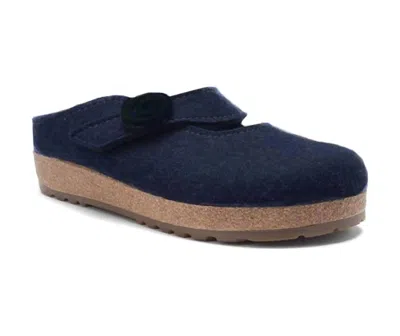 Haflinger Women's Alice Strapped Boiled Wool Clog In Navy