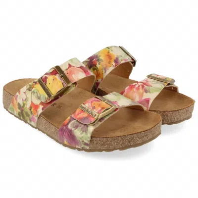 Haflinger Women's Andrea Sandals In Beige Floral In Brown
