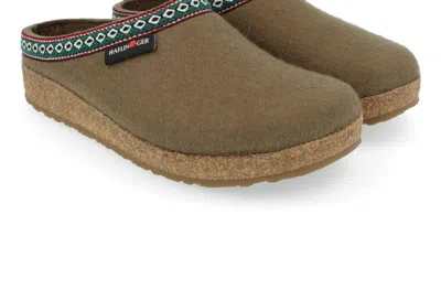 Haflinger Women's Gizzy Classic Boiled Wool Clog In Earth